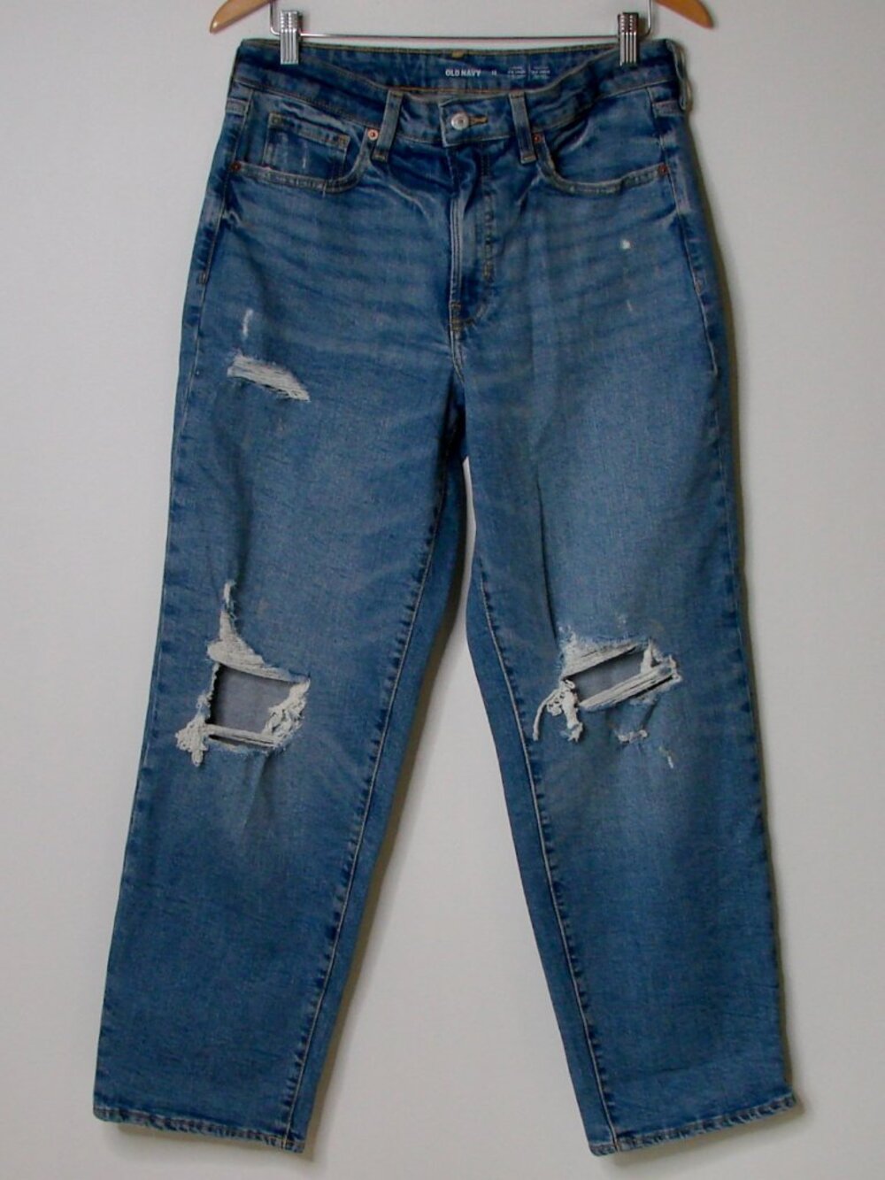 Old Navy High Rise OG Loose Jeans High Waist Relaxed Stretch Distressed 12